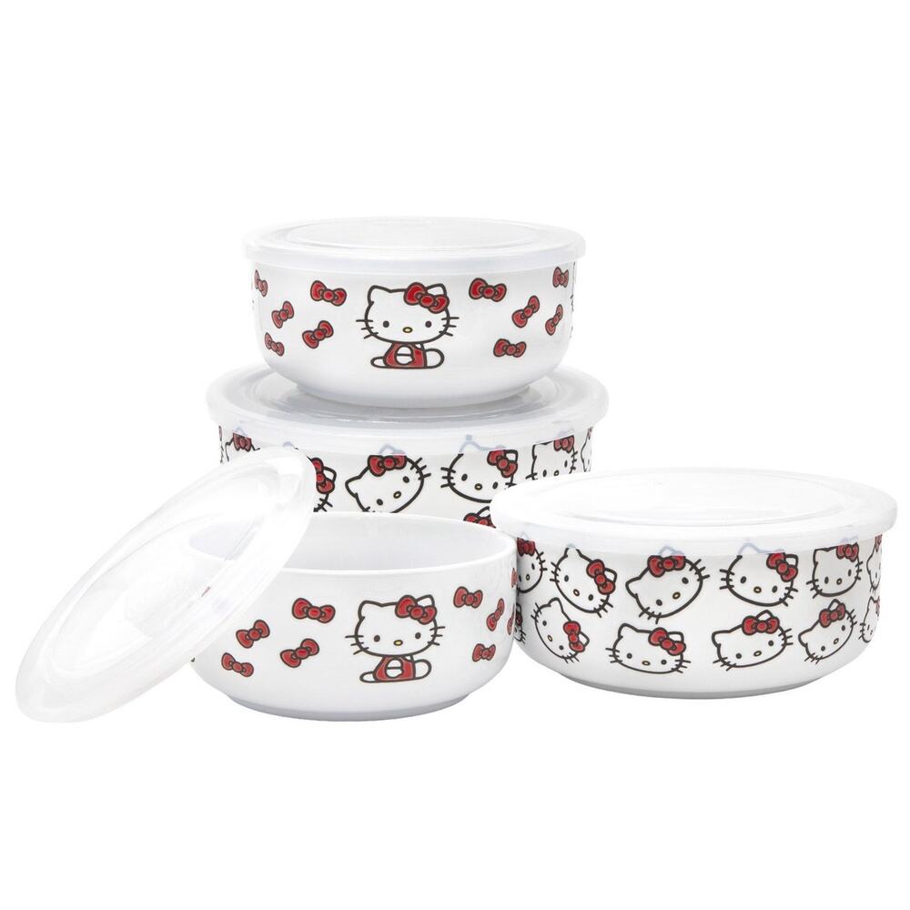 2 Decorated Food Storage Bowls with Venting Lids 4pk